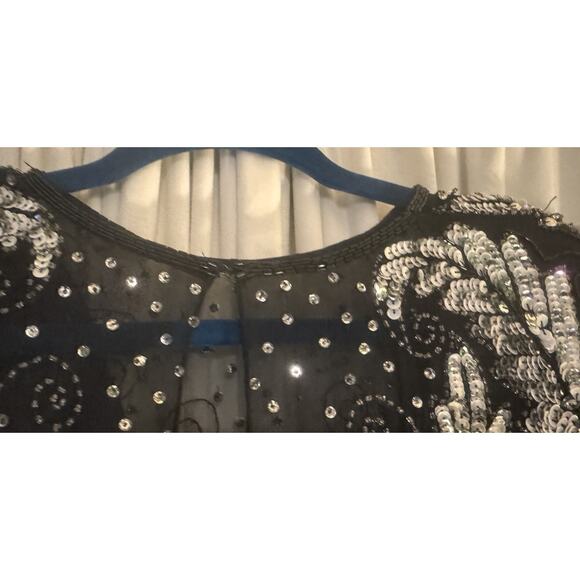 Vintage Silk Laurence Kazar Silk Art Deco Goddess Energy Beaded Party Dress - Picture 15 of 16